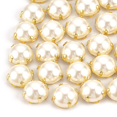 ABS Plastic Imitation Pearl Shank Buttons BUTT-T002-5mm-01G-1