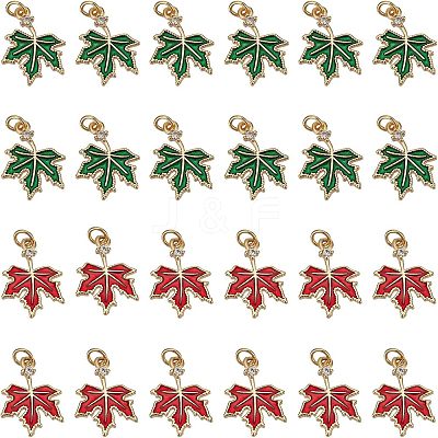 24Pcs 2 Colors Brass Cubic Zirconia Charms KK-FH0004-25-1