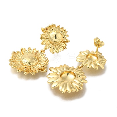 Rack Plating Flower Brass Stud Earrings EJEW-H016-16G-1