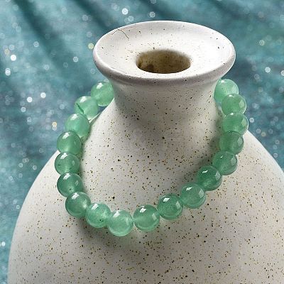 Natural Green Aventurine Round Bead Stretch Bracelets BJEW-L593-A07-1