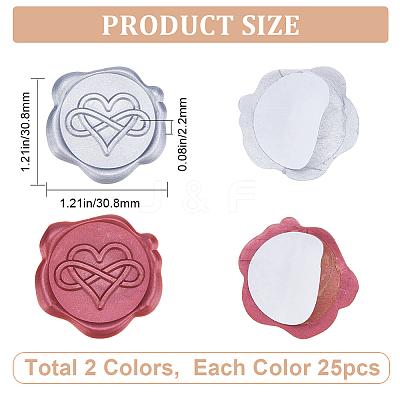 50Pcs 2 Styles Adhesive Wax Seal Stickers DIY-CP0009-10A-1