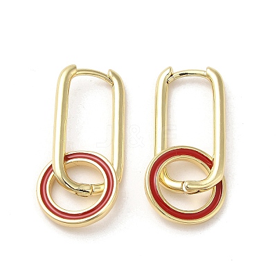 Golden Brass Ring Dangle Hoop Earrings EJEW-L268-022G-03-1