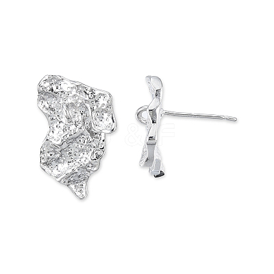 Brass Twist Stud Earring Findings KK-N232-449P-1