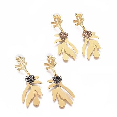 Polymer Clay Rhinestone Dangle Stud Earrings EJEW-G256-06G-1