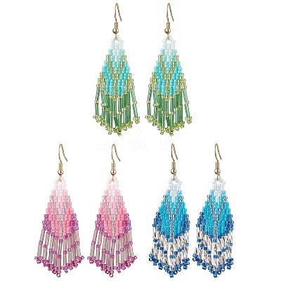 3Pair 304 Stainless Steel Boho Dangle Earrings EJEW-MZ00264-1