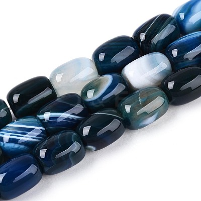 Dyed Natural Banded Agate Beads Strands G-T144-44D-1