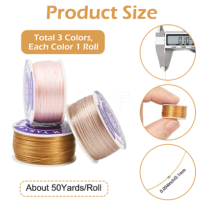 3 Rolls 3 Colors Special Coated Nylon Beading Threads for Seed Beads OCOR-PA0001-01A-1