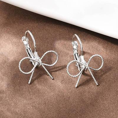 Bowknot Brass Leverback Earrings EJEW-A150-04A-P-1