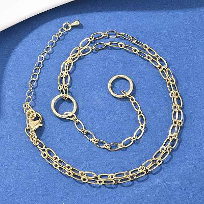 Brass Oval Link Chain Y Lariat Necklaces NJEW-H087-06I-G-1