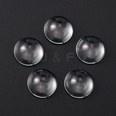 Transparent Half Round Glass Cabochons GGLA-R027-12mm-1