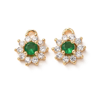 Brass Micro Pave Cubic Zirconia Charms CU-K002-39G-D-1