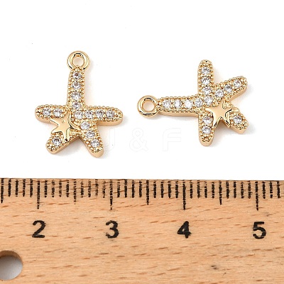 Brass Micro Pave Clear Cubic Zirconia Charms KK-C155-24G-1