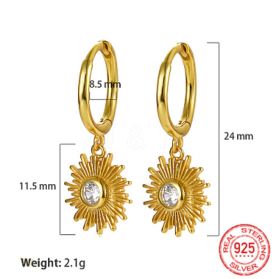 925 Sterling Silver Micro Pave Cubic Zirconia Dangle Hoop Earrings HV0375-1-1