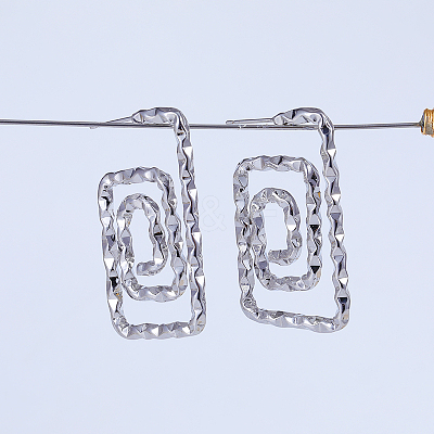 Spiral Rectangle Brass Stud Earrings CX5883-1
