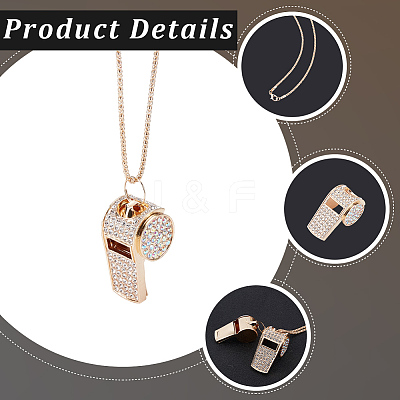 Alloy Crystal Rhinestone Whistle Pendant Necklaces NJEW-WH20001-24G-01-1