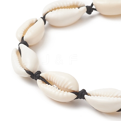 Natural Shell & Synthetic Turquoise Braided Bead Bracelet for Women BJEW-JB09245-03-1