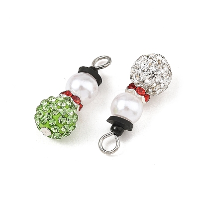 Christmas Handmade Polymer Clay with Rhinestone Pendants PALLOY-JF06037-1