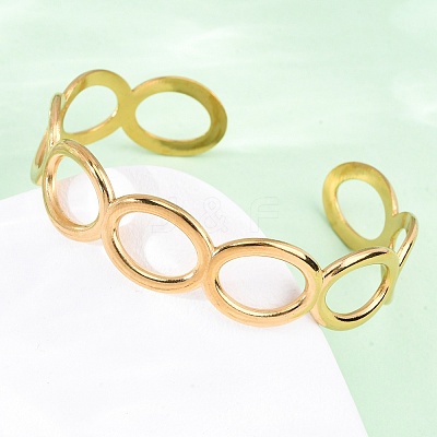 304 Stainless Steel Cuff Bangles for Women LS-BJEW-D306-02G-1