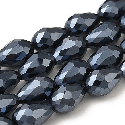 Electroplate Glass Beads Strands EGLA-E010-10x15mm-F03-1