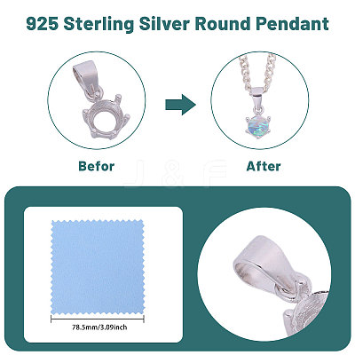 1Pc 925 Sterling Silver Pendant Cabochon Settings STER-BC0002-75B-1