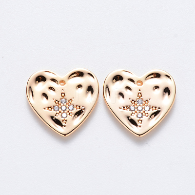 Brass Micro Pave Cubic Zirconia Charms KK-T049-044G-NF-1