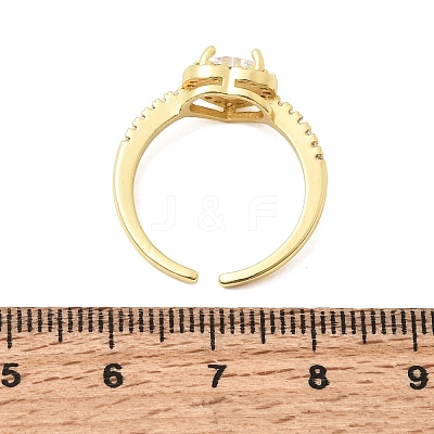 Adjustable Brass Micro Pave Cubic Zirconia Cuff Open Rings CU-CBABA66-04G-1