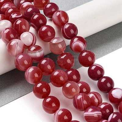 Natural Striped Agate/Banded Agate Beads Strands G-Z060-A01-C15-1