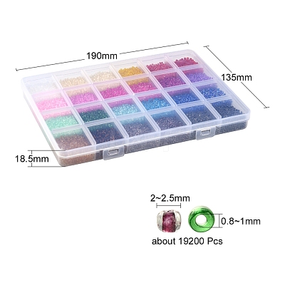19200Pcs 24 Colors 12/0 Glass Seed Beads SEED-YW0001-87A-1