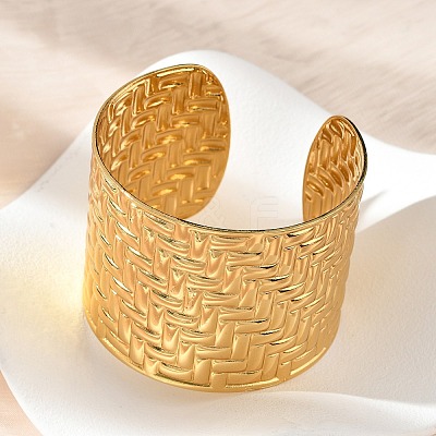 304 Stainless Steel Cuff Bangles for Women BJEW-Z096-05G-1