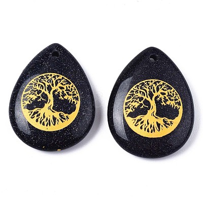 Synthetic Blue Goldstone Pendants G-T122-71B-1