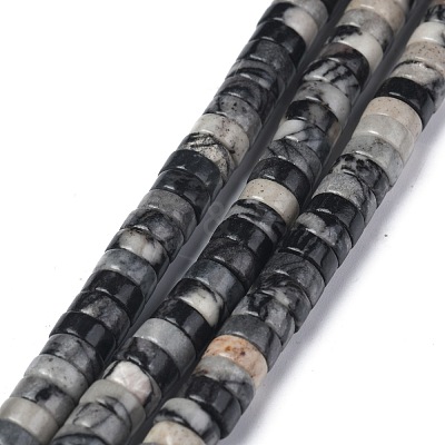 Natural Black Silk Stone/Netstone Beads Strands G-Z006-C23-1