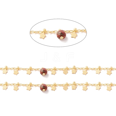 Natural Assorted Stone Column Beaded Chains CHC-K012-02G-08-1