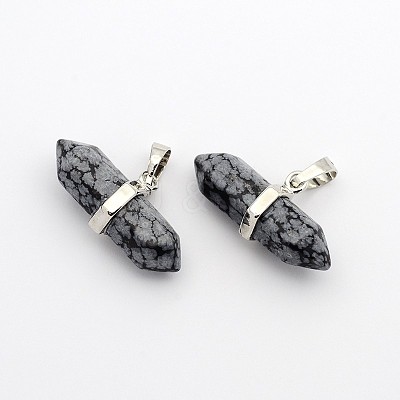 Natural & Snowflake Obsidian Double Terminated Pointed Pendants G-F177-13-1