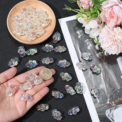 40Pcs UV Plating Transparent Acrylic Beads OACR-PA0001-69-1
