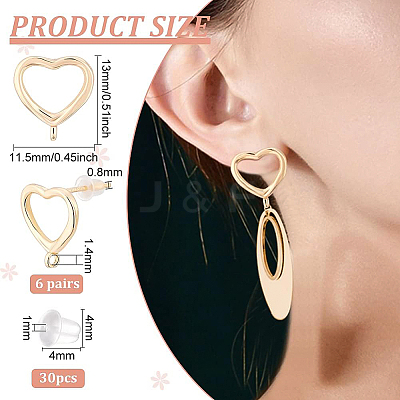 6 Pairs Brass Stud Earring Findings KK-BC0008-61-1