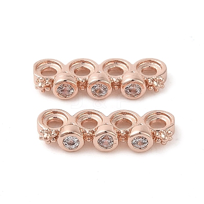 Rack Plating Brass Pave Clear Cubic Zirconia Spacer Bars KK-B088-11C-RG-1
