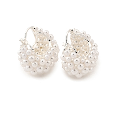 Brass ABC Plastic Imitation Pearl Basket Hoop Earrings EJEW-S270-08S-1