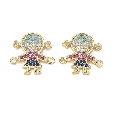 Brass Micro Pave Colorful Cubic Zirconia Connector Charms for Jewelry Making CU-CBAAA59-01G-06-1
