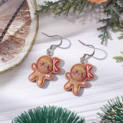 Christmas Resin Dangle Earrings EJEW-JE06089-1