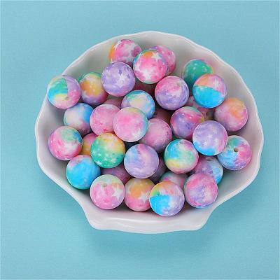 Printed Round Silicone Focal Beads SI-JX0056A-31-1