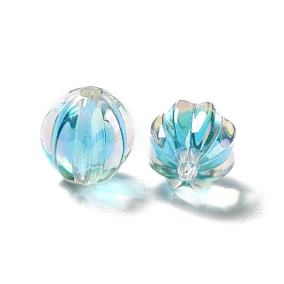 Two Tone UV Plating Rainbow Iridescent Acrylic Beads TACR-D010-05-1