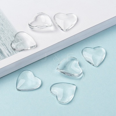 Transparent Glass Heart Cabochons GGLA-R021-20mm-1