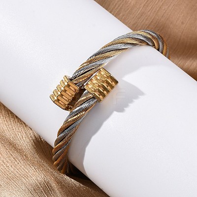 304 Stainless Steel Torque Bangles for Women BJEW-P310-21GP-1
