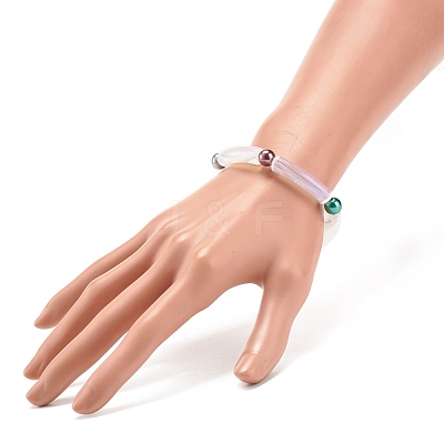 Acrylic Curved Tube & Round Chunky Stretch Bracelet for Women BJEW-JB08282-1