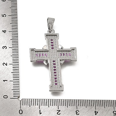 Brass Micro Pave Magenta Cubic Zirconia Pendants CU-CBA4BAF-03P-1