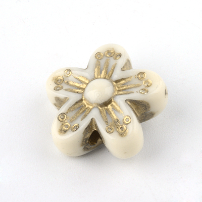 Flower Plating Acrylic Beads PACR-Q102-138A-1