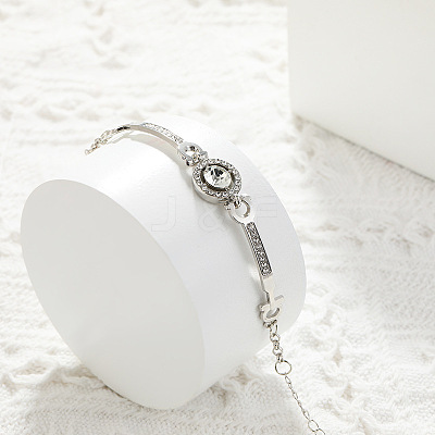 Flat Round Zinc Alloy with Crystal Rhinestone Bangles for Women FS-WG299D2-02-1