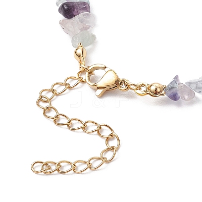 Natural Fluorite Chip Beaded Bracelets for Women BJEW-JB11742-06-1