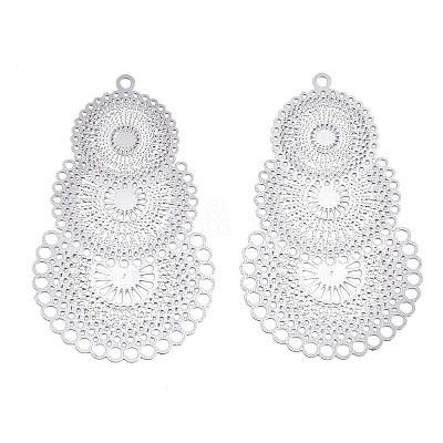 Tarnish Resistant 304 Stainless Steel Filigree Pendants X-STAS-R102-10P-1