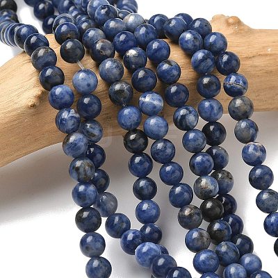 Natural Sodalite Beads Strands G-G515-6mm-07-1